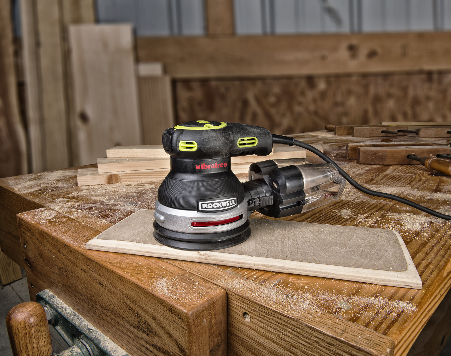 Rockwell’s New Five Inch Random Orbit Sander With Vibrafree Technology